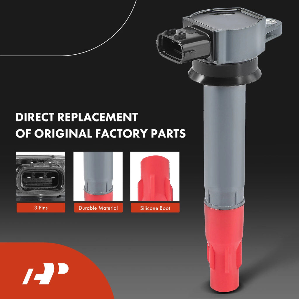 Set of 4 Red Ignition Coils & Iridium Spark Plugs for Mitsubishi Outlander