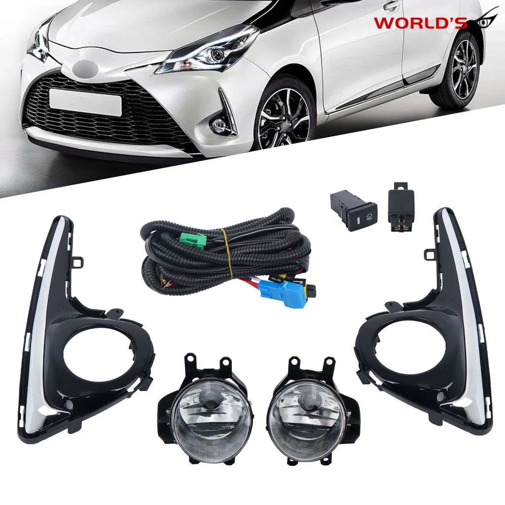Set of 2 Chrome Fog Lights for Toyota Yaris Hatchback (2018–2020)