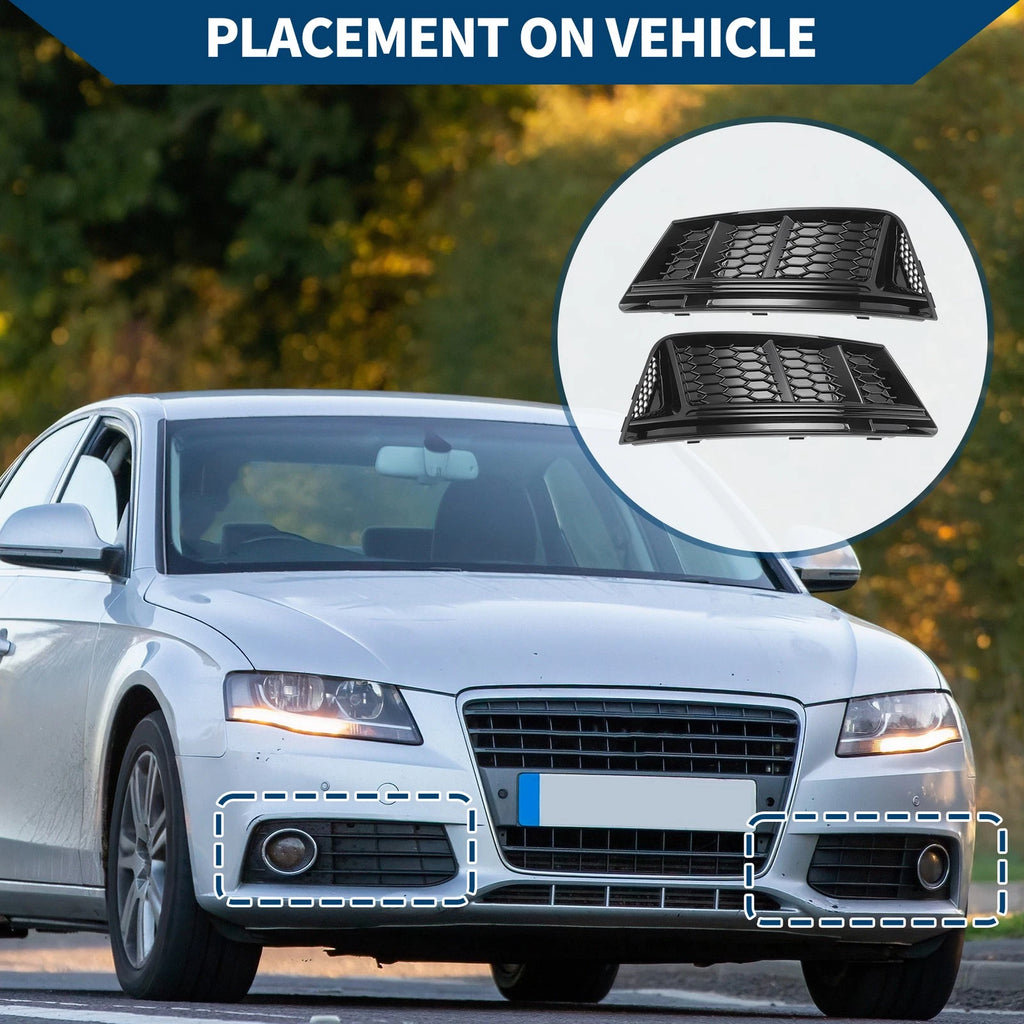 1 Pair Front Fog Light Grill for Audi A4 B9 (2016–2018) No. 8WD807681/8WD807682