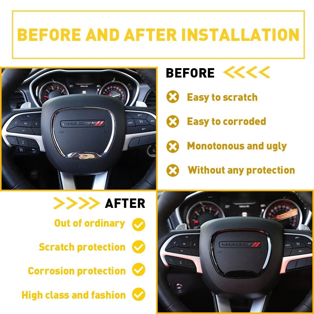 Steering Wheel Trim Cover for Dodge Challenger Charger Durango Jeep (2011–2023)