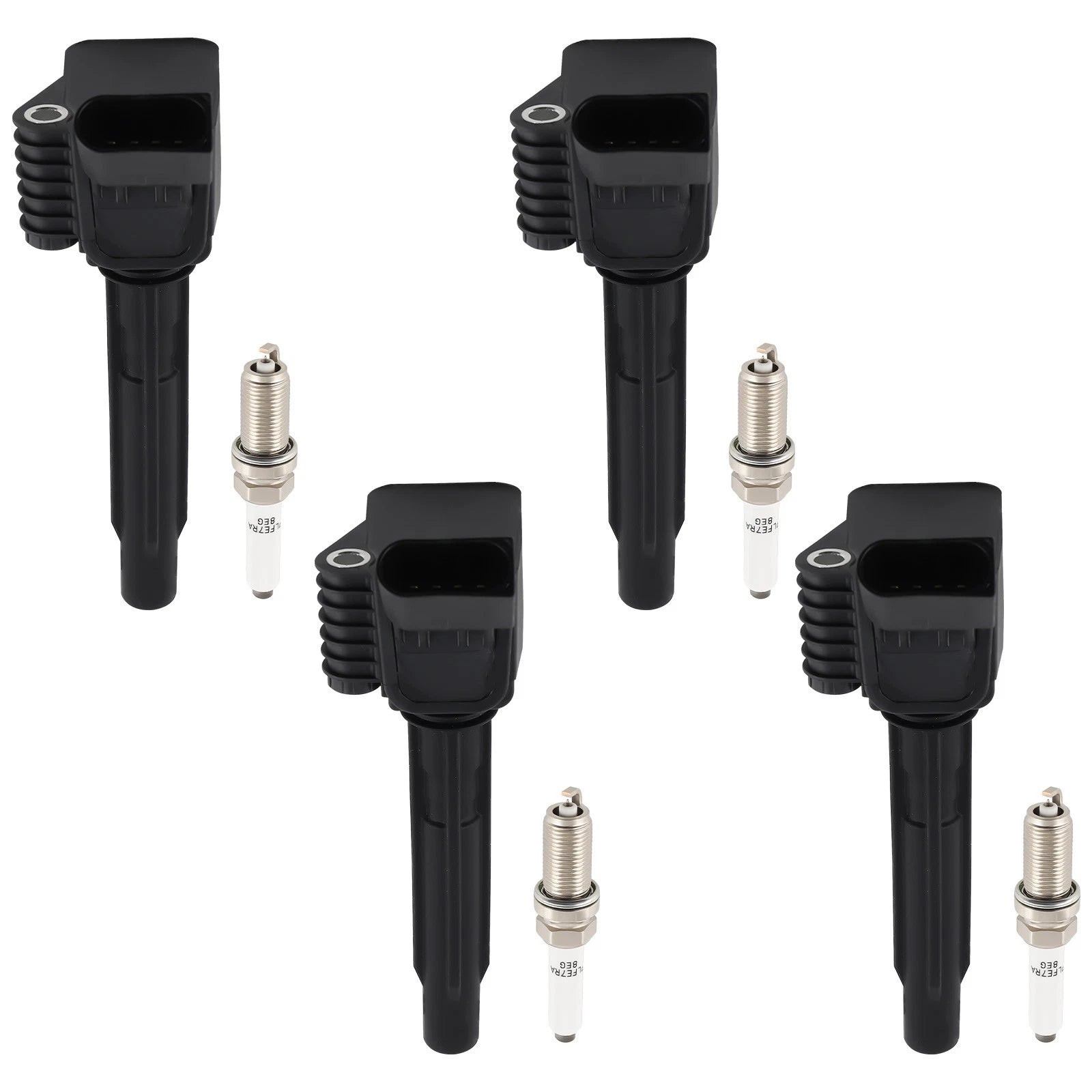 Set of 4 Ignition Coils & Spark Plugs for Audi A3 Q5 Q7 S3 TT Volkswagen Beetle