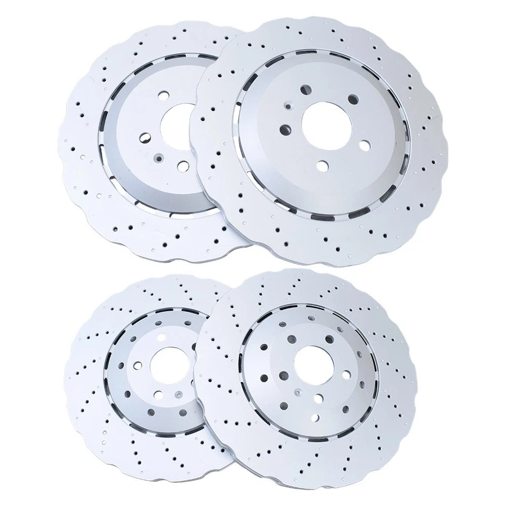 Set of 4 Vented Drilled Dimpled Disc Brake Rotors for RS7 (2014–2016)