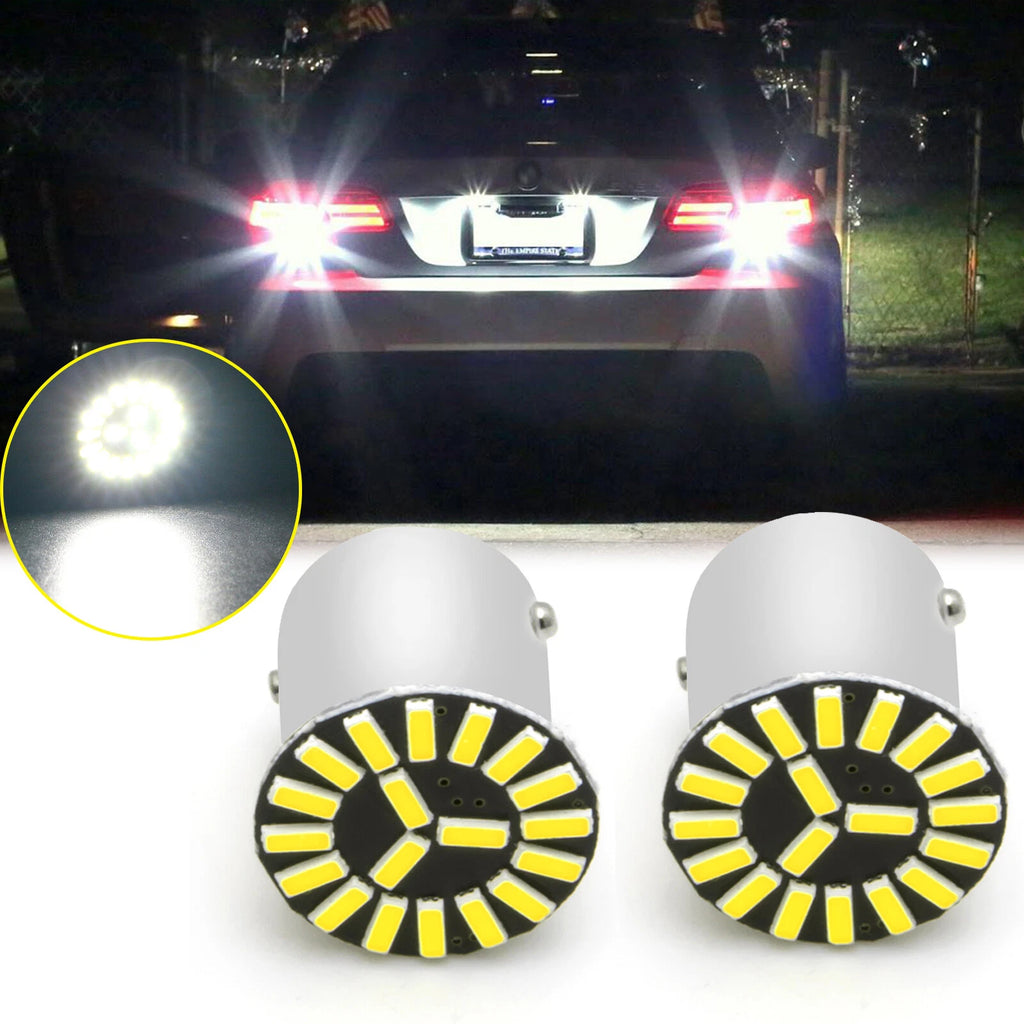 2-Pack Ba15s P21W LED Backup Reverse Light Bulb for Car (6000K White)
