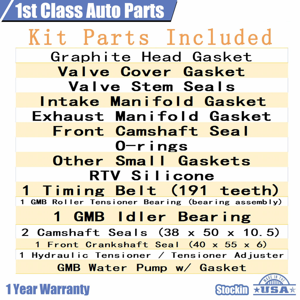 Front Head Gasket Set & Timing Belt Kit for Toyota Tundra Tacoma 4Runner (1995–2004)