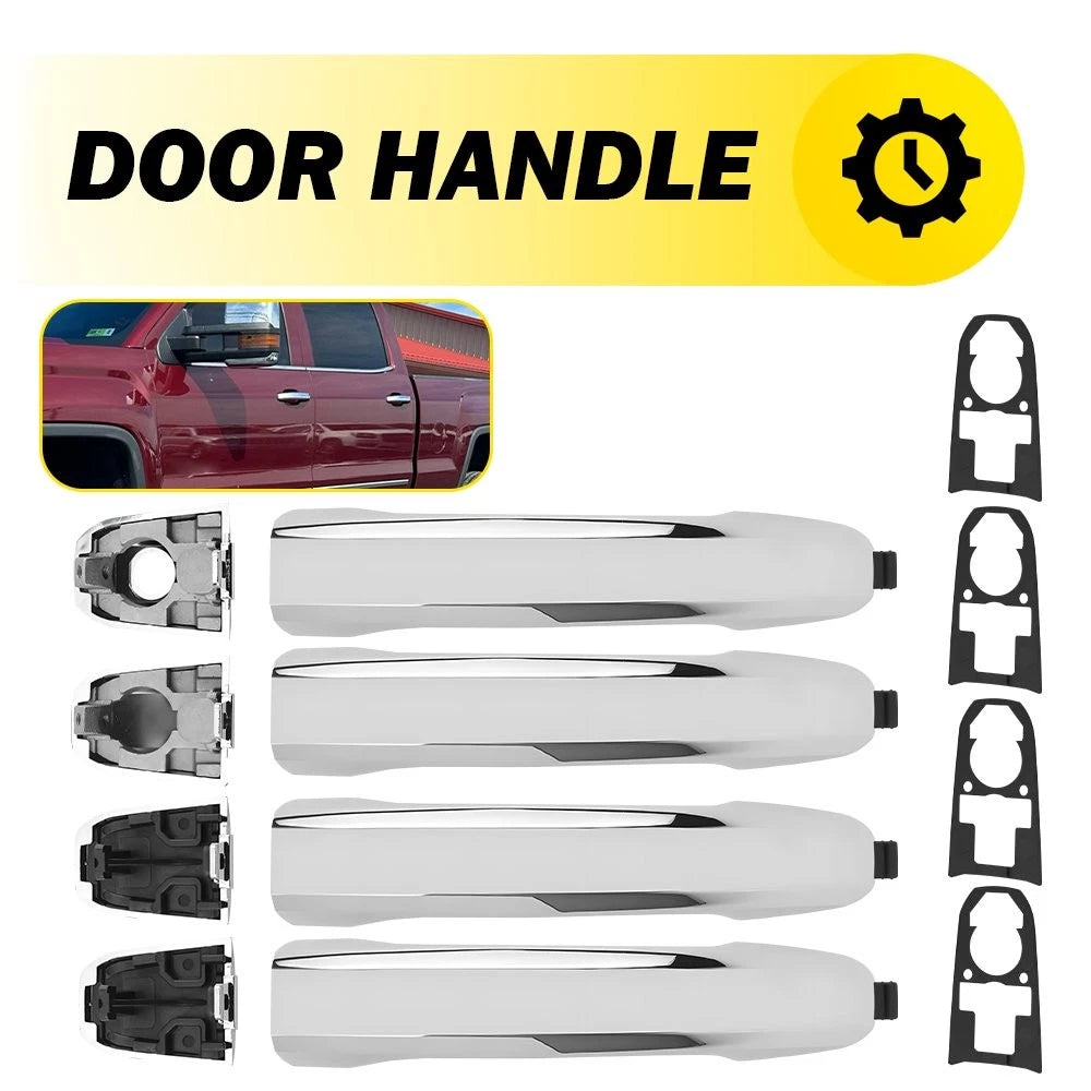 Set of 4 Outside Door Handles LH+RH Chrome for GMC Sierra 1500 (2019–2022)