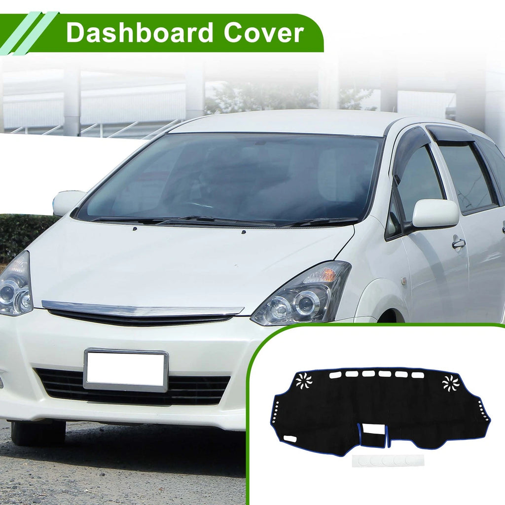 Dashboard Cover Mat for Toyota Wish (2010–2018) Sun Protector Black Blue