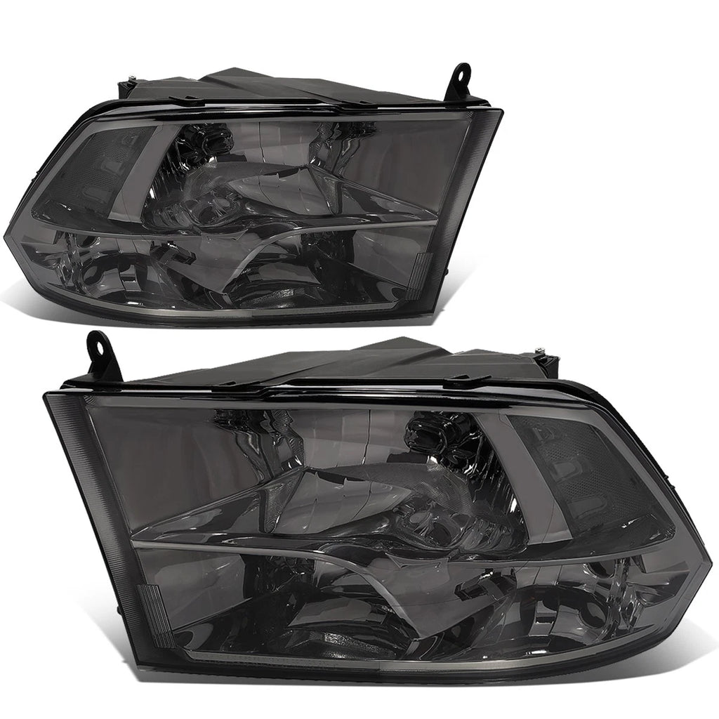 Smoked Housing Clear Side Quad Headlight Set for Dodge Ram Pickup (2009–2018)