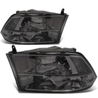 Smoked Housing Clear Side Quad Headlight Set for Dodge Ram Pickup (2009–2018)