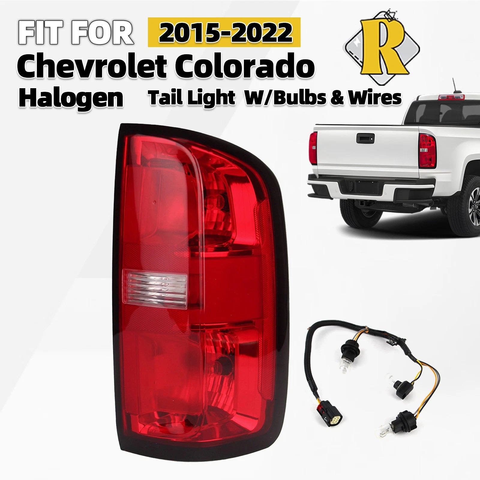 Halogen Taillight for Chevy Colorado (2015–2022) RH W/Bulbs & Wire