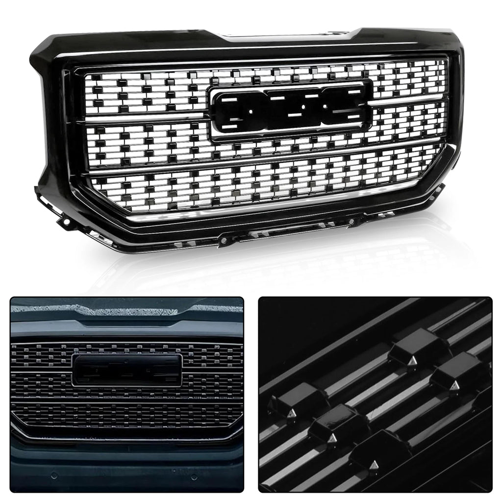 Black Front Bumper Mesh Grille for GMC Sierra 1500 (2016-2018)