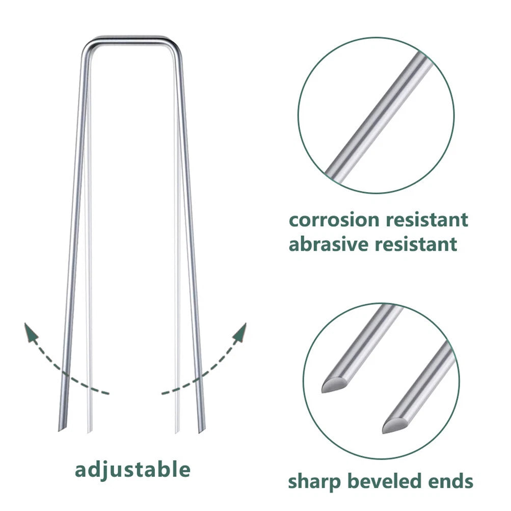Set of 100 Galvanized Landscape Staples 6" for Garden Use