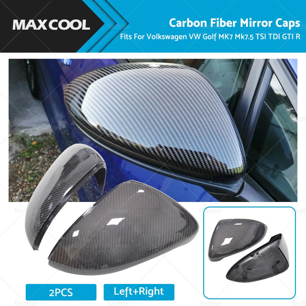 Carbon Fiber Mirror Caps for VW Golf MK7 MK7.5 TSI TDI GTI R (2013–2020)