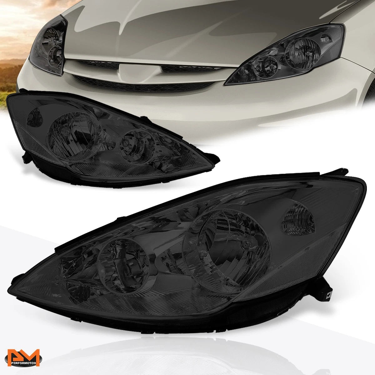 OE Headlight for Toyota Sienna XL20 (2006–2010) Smoked Lens Clear Corner