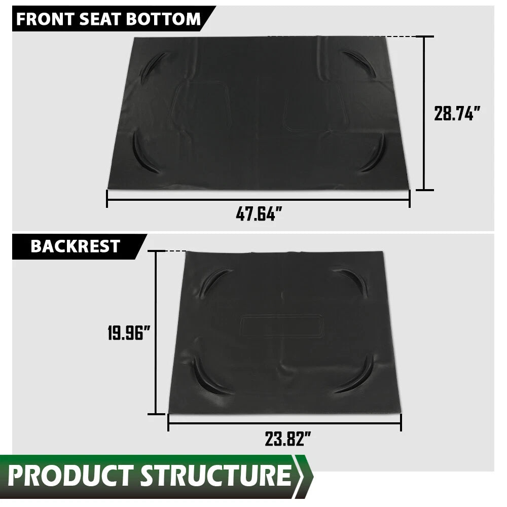 Set of 3 Black PU Seat Covers for Club Car DS Golf Cart (1982–2000)