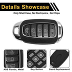 4 Button Key Fob Shell Case for Hyundai Palisade (2020-2022) Black Silver Tone