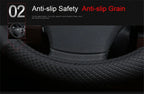 15" PU Leather Nonslip Car Steering Wheel Cover for Universal Models