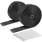 2" Wide Black Fiberglass Exhaust Header Wrap for Universal Use (50Ft)
