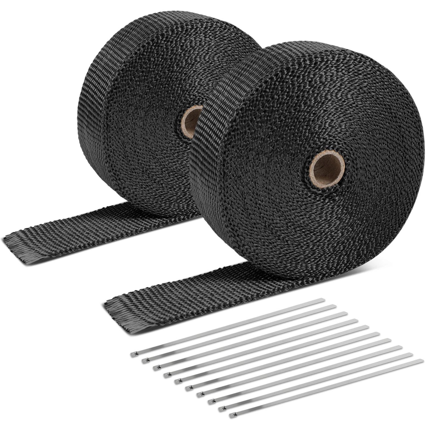 2" Wide Black Fiberglass Exhaust Header Wrap for Universal Use (50Ft)
