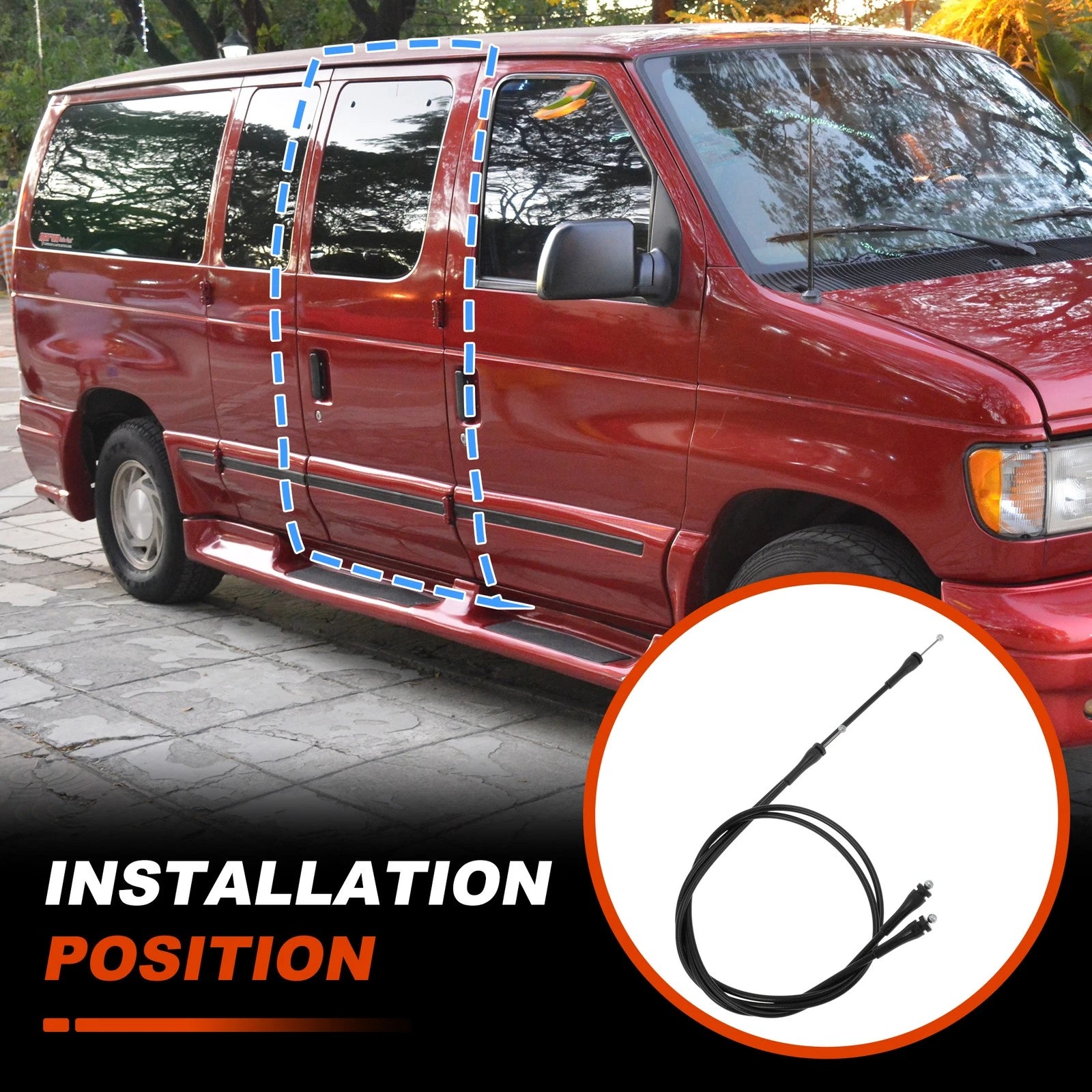 2pc Cargo Door Latch Release Cable for Ford E150 E250 E350 (2000–2014)