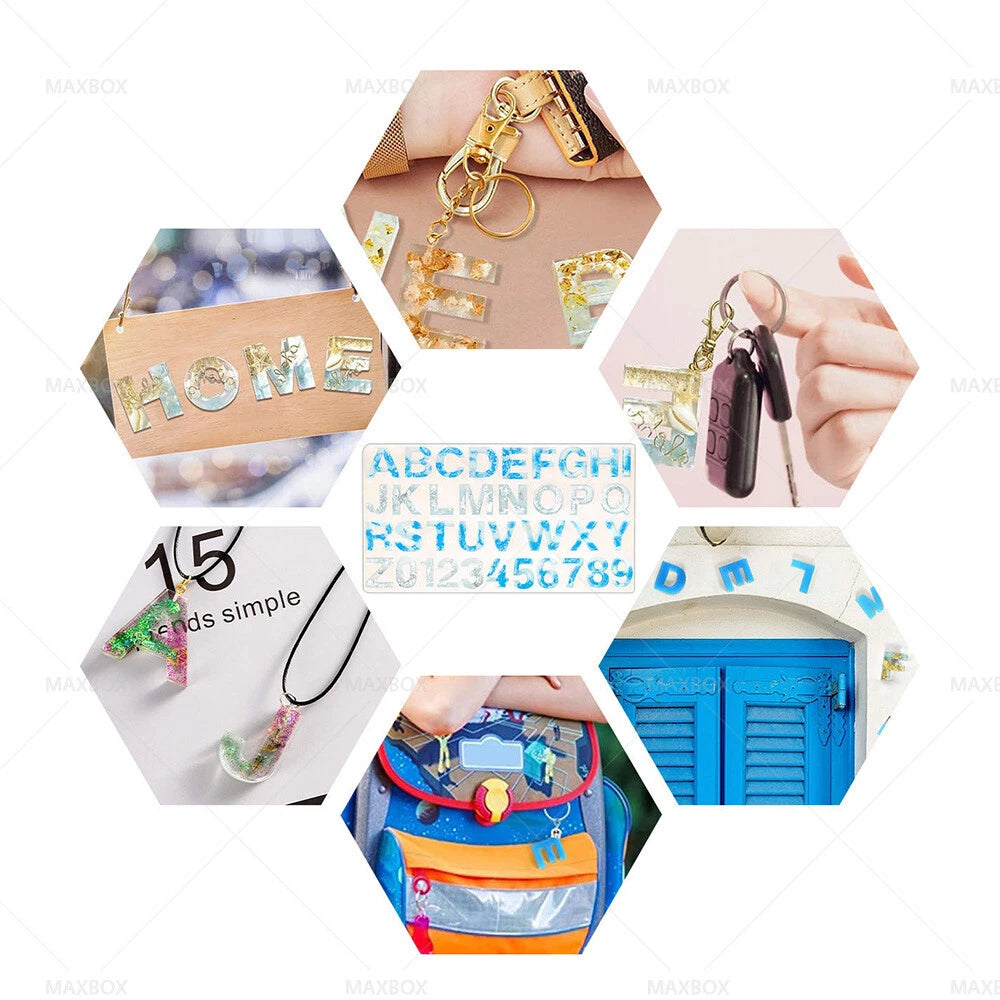Epoxy Resin Mold for Keychain Letters & Numbers