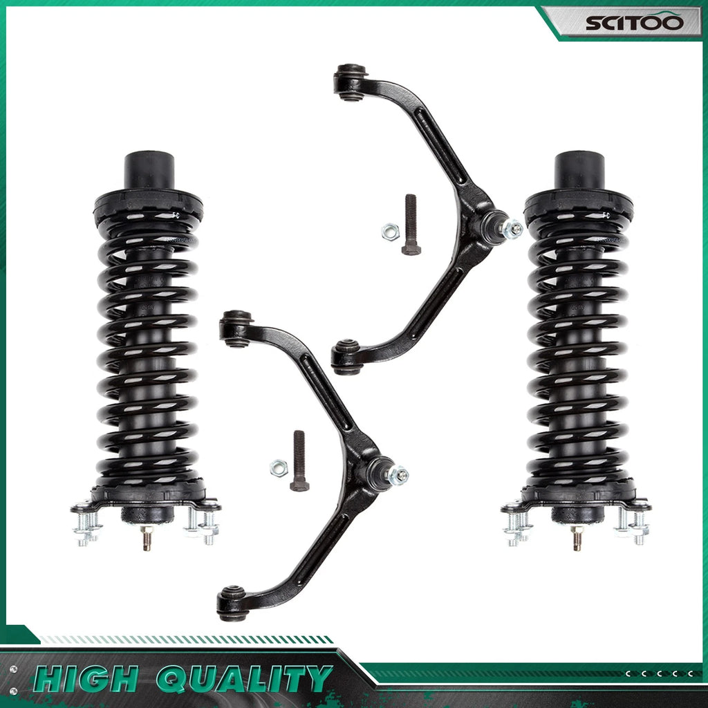 Set of 4 Front Struts w/ Coil Spring & Upper Control Arm for Jeep Liberty (2002–2007)