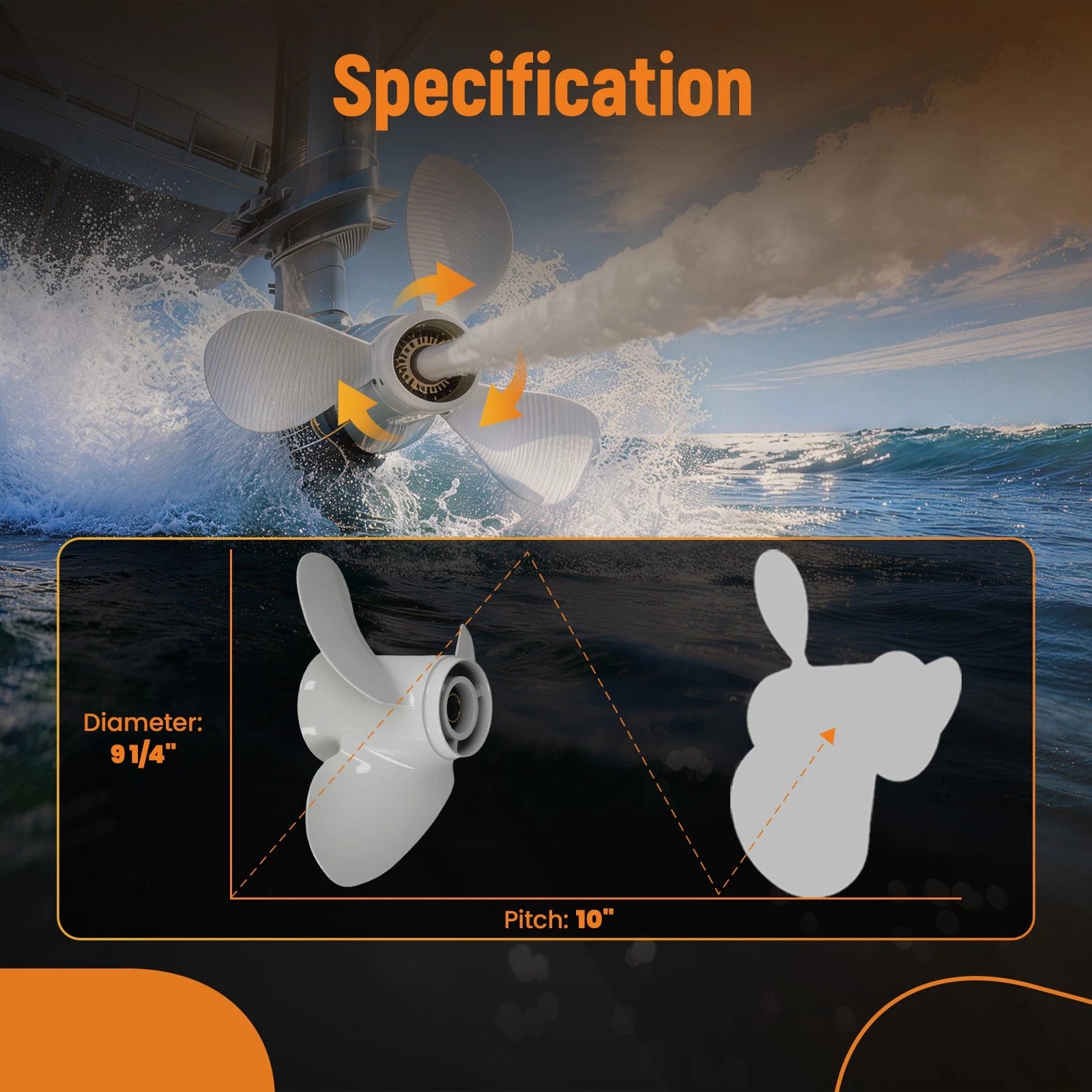 3 Blade Aluminum Propeller for Yamaha 9.9HP 15HP 20HP (1990–2023)