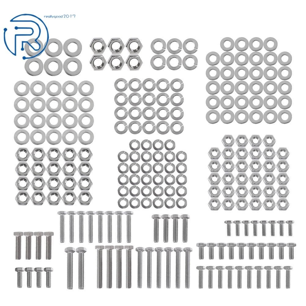 Set of 240 Hex Head Cap Bolts and Nuts Combination Kit Stainless Steel