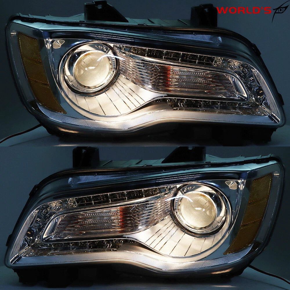 Headlight Set for Chrysler 300 (2011–2014) Halogen Chrome