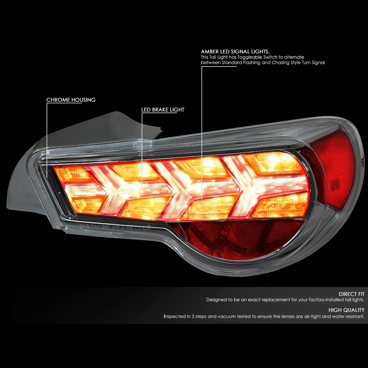 LED Sequential Arrow Tail Lights for Scion FRS (2013–2017) - Chrome, Amber