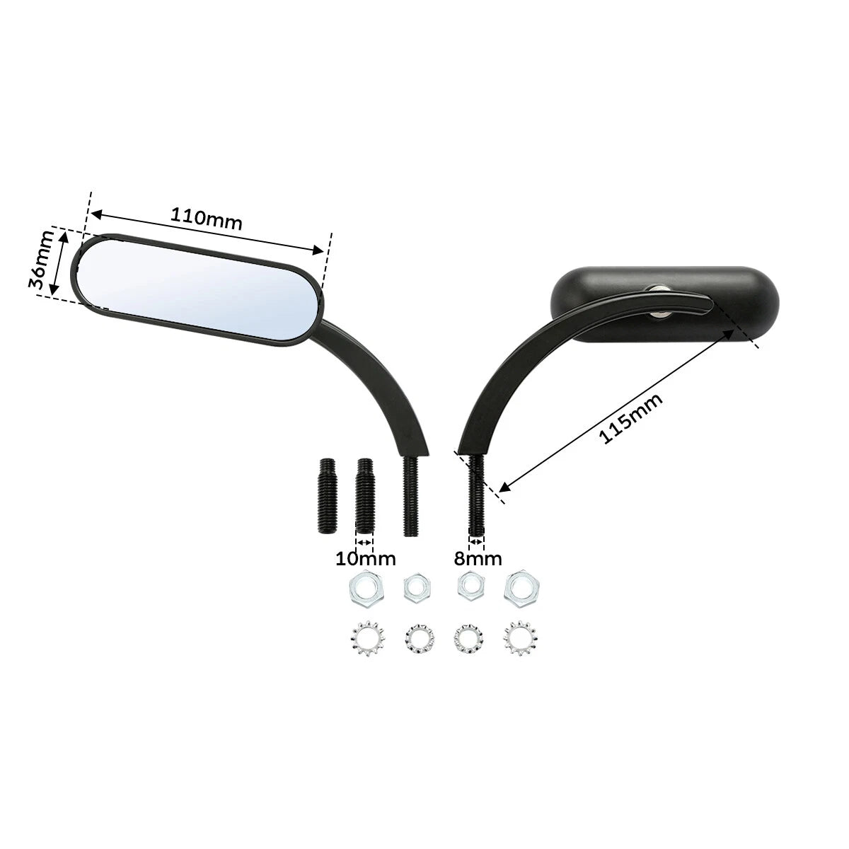 Black Mini Oval Rear View Mirrors for Harley Touring Softail Sportster Dyna