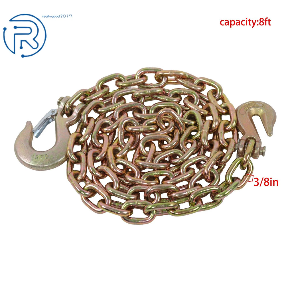 3/8in x 8FT Trailer & Truck Transport Chain for G70 (6600lbs, Steel, Gold)