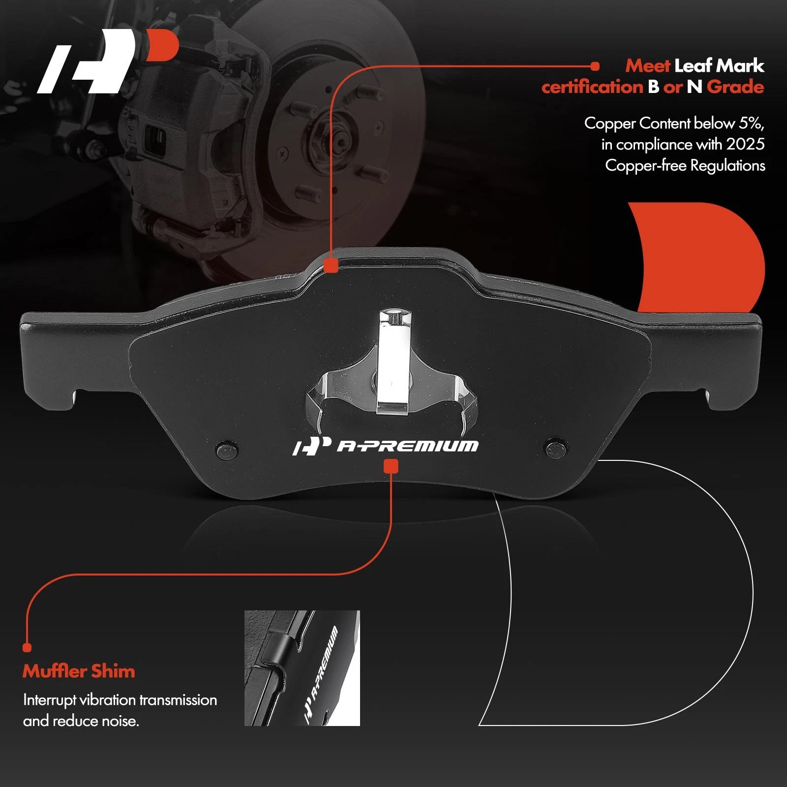 Set of 4 Front Ceramic Brake Pads for Ford Escape (2011-2012)