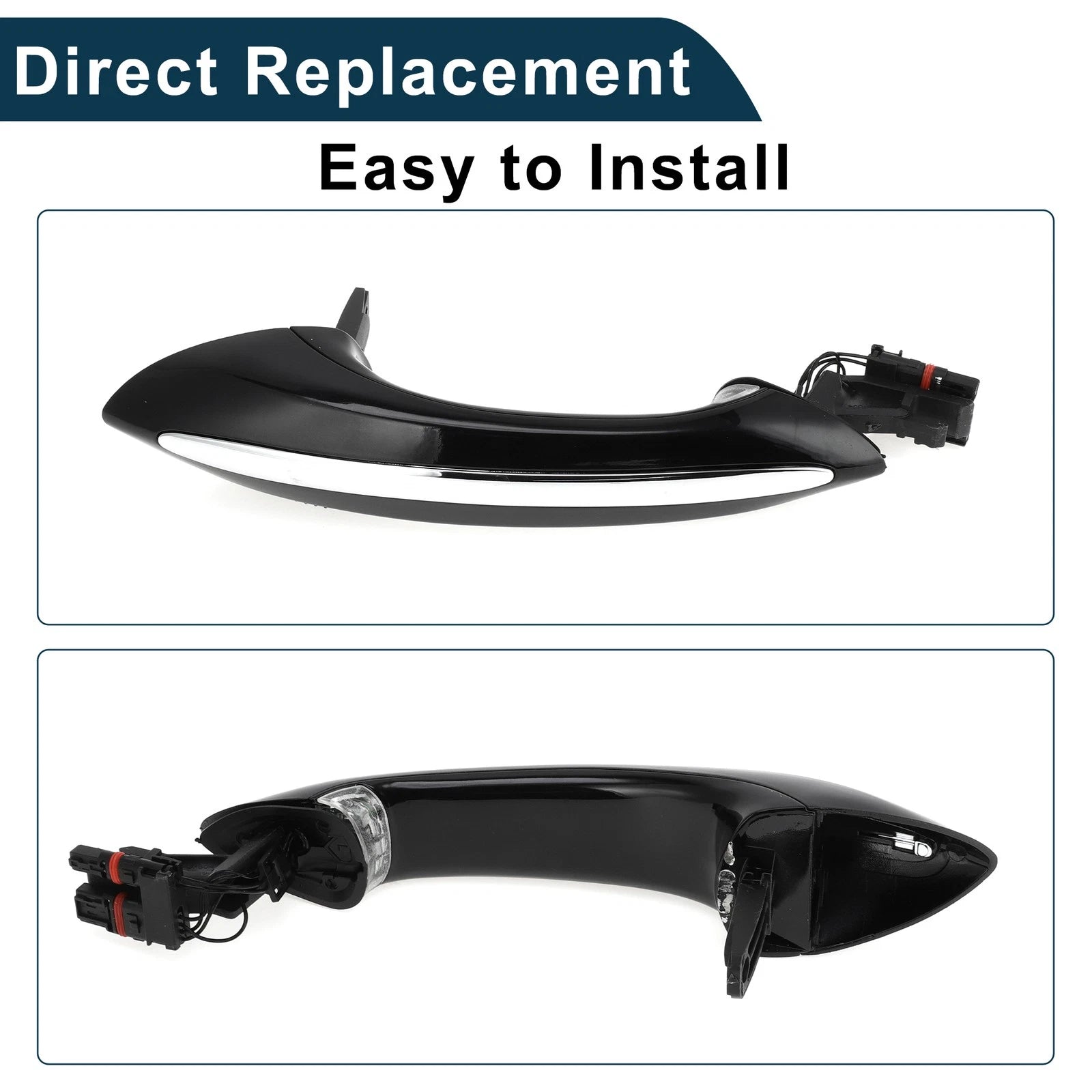 Rear Left Exterior Door Handle for BMW F07 F10 (2009–2017) No. 51217231933 Black Silver Tone
