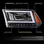 C-LED DRL Sequential Turn Signal Headlights for RAM 1500 (2009–2024)