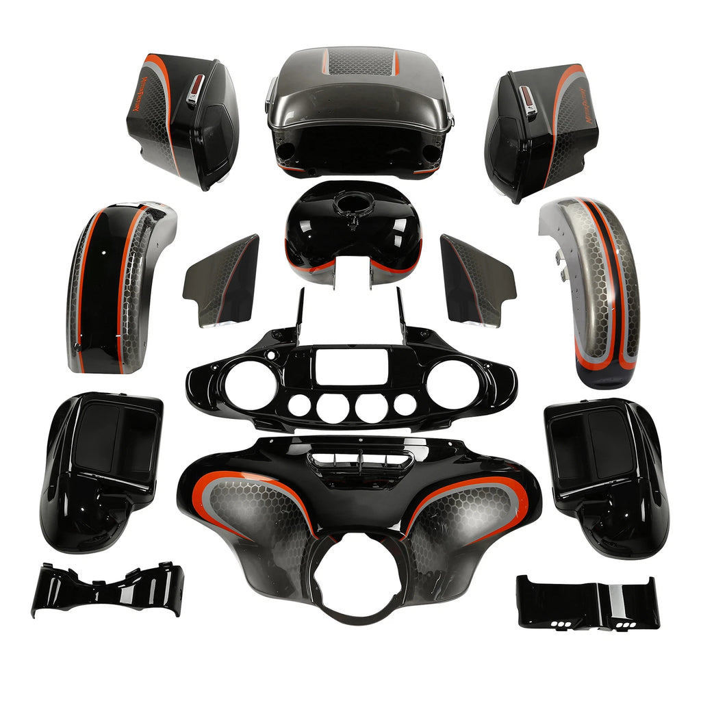 Fairings Bodywork for Harley Touring Electra Glide (2014–2024) Black Honeycomb Fade