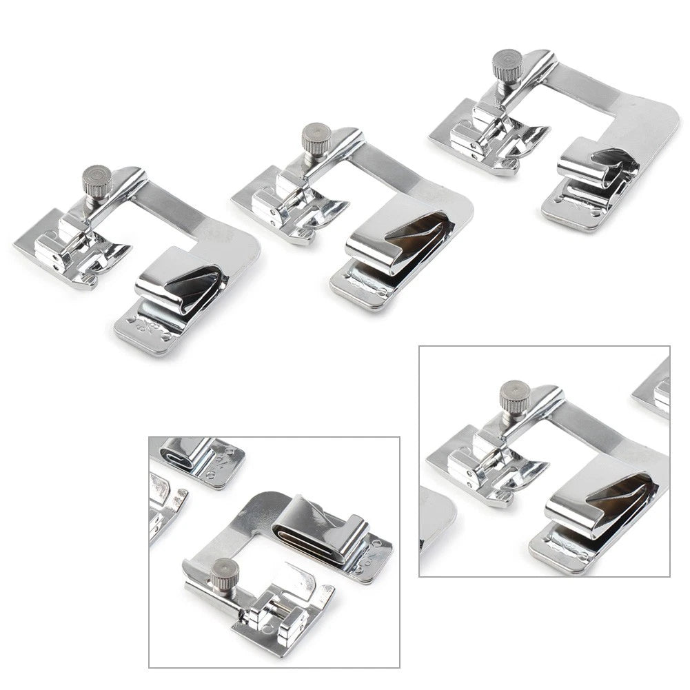 Set of 3 Rolled Hem Feet for Brother Singer Sewing Machines