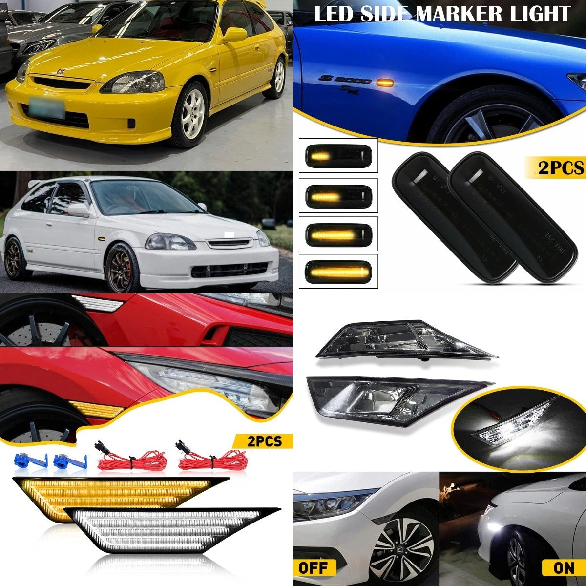 Dynamic Marker Side LED Blinker Lights for Honda Civic Ballade (H)