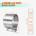 2X 4" Stainless Steel Catback Exhaust Lap Joint Band Seal Clamps for