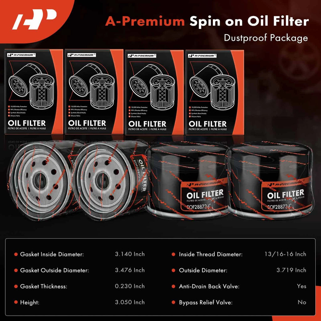 Set of 4 Engine Oil Filters for Silverado 2500 HD, 3500 (2001–2006)