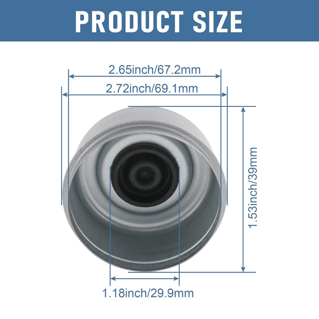 Set of 4 Trailer Axle Dust Caps for RV Camper (EZ Lube)