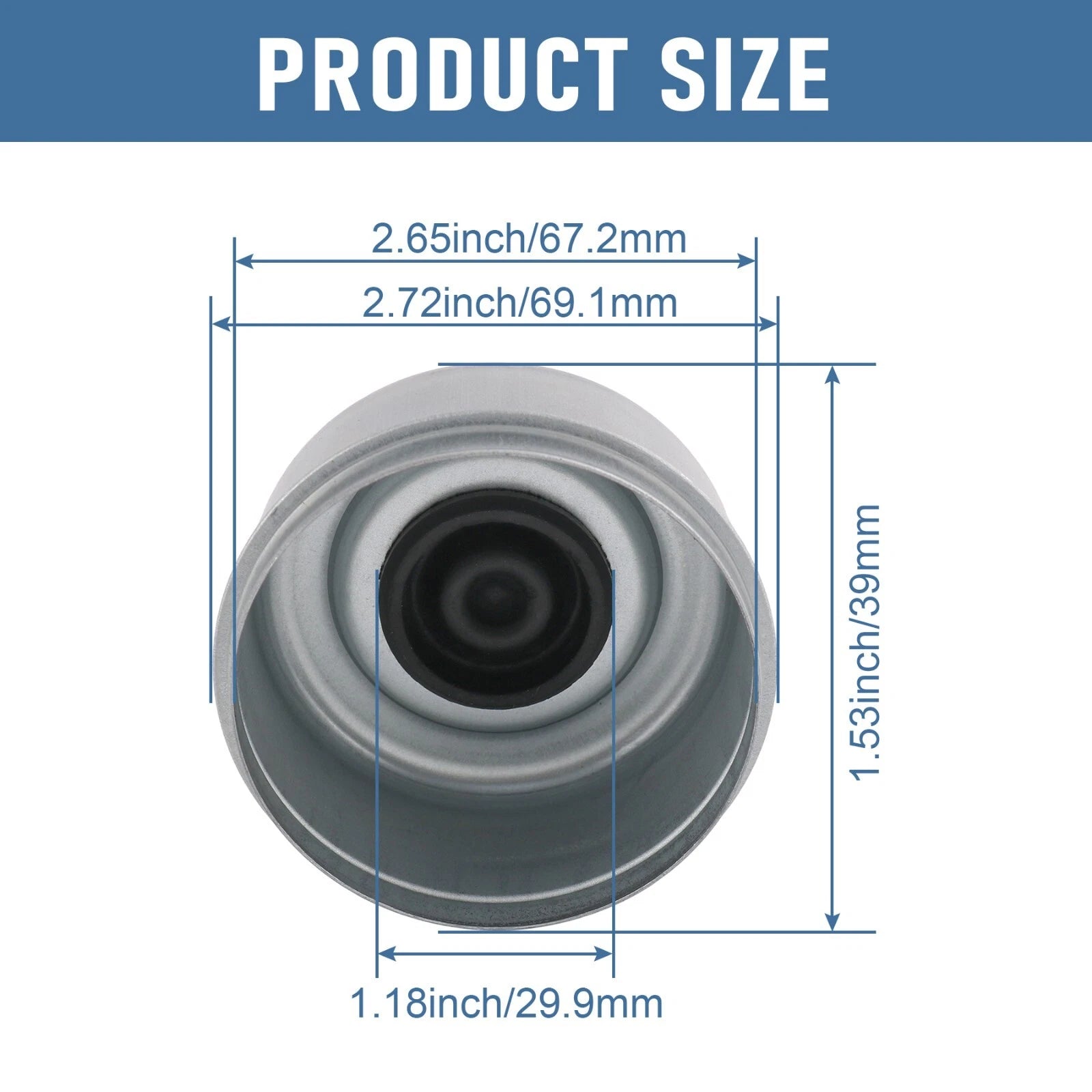 Set of 4 Trailer Axle Dust Caps for RV Camper (EZ Lube)