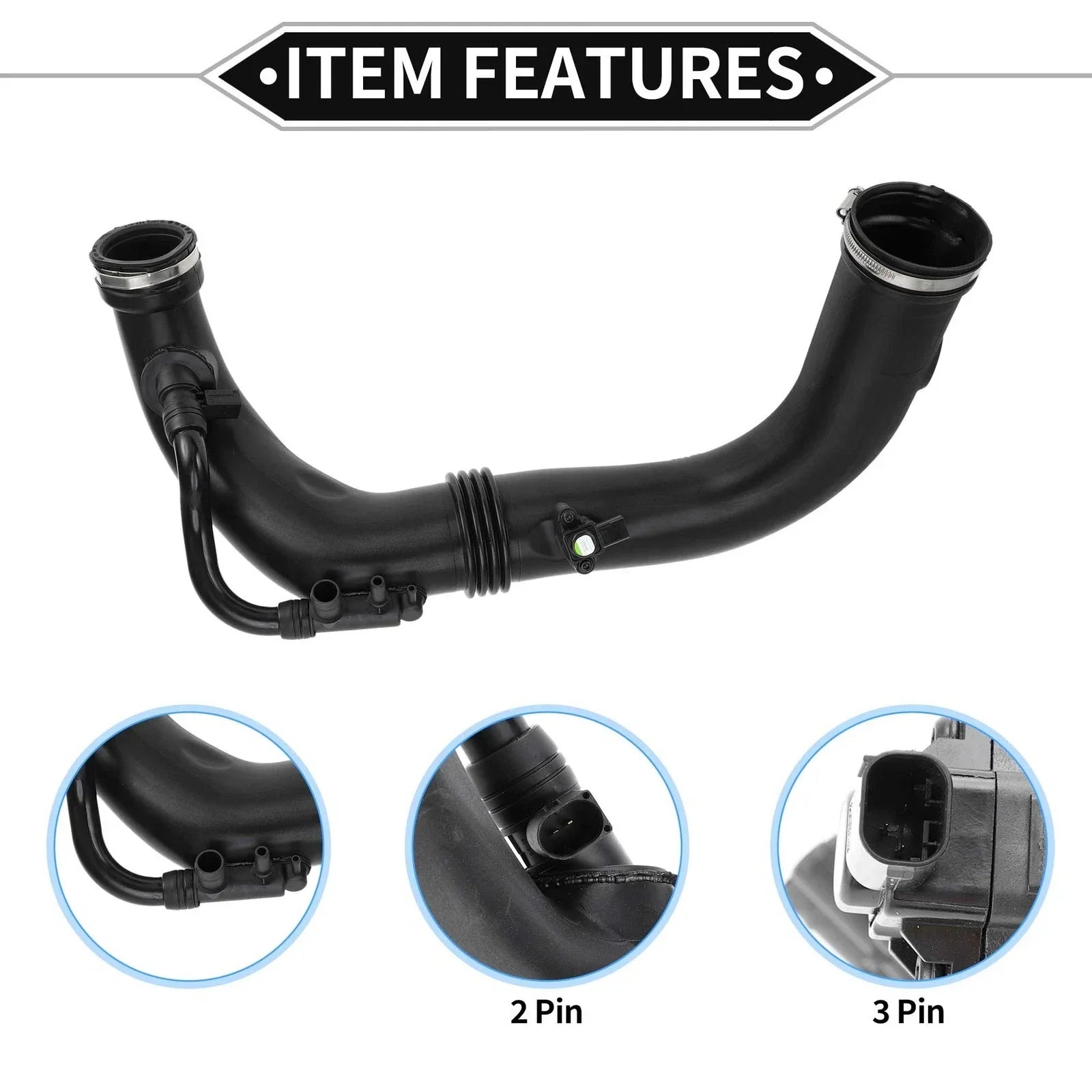 Intake Hose for Mercedes-Benz C-Class 2012-2015, Black, 2 x Compatible