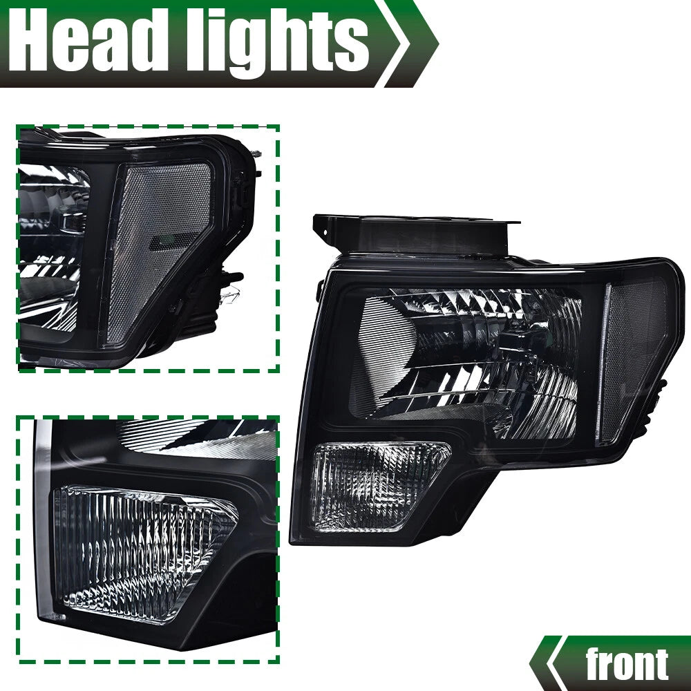 Set of 2 Smoke Lens Tail Lights for Ford F150 (2009–2014)