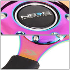 NRG 35cm Deep Dish Neochrome Leather Grip Steering Wheel for Universal (2010–2023)