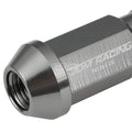 Set of 20 Open End M12x1.25 50mm Tall Gun Metal Universal Lug Nuts + Lock Key