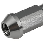 Set of 20 Open End M12x1.25 50mm Tall Gun Metal Universal Lug Nuts + Lock Key