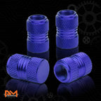 Set of 4 Blue Aluminum Tire Stem Caps 17mm Knurled Wheel Air Valve Cover