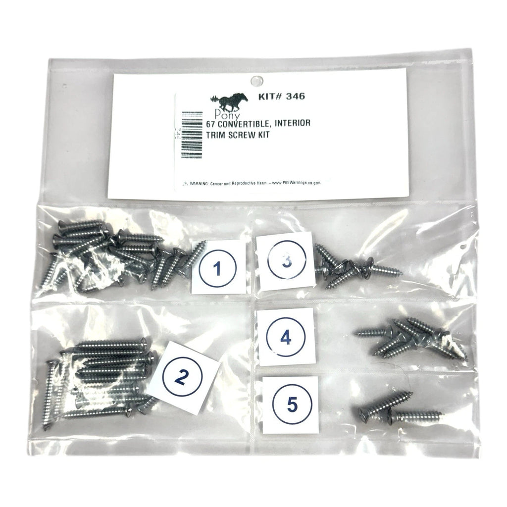 Interior Trim Screw Hardware Kit for 1967 Ford Mustang Convertible (OEM)