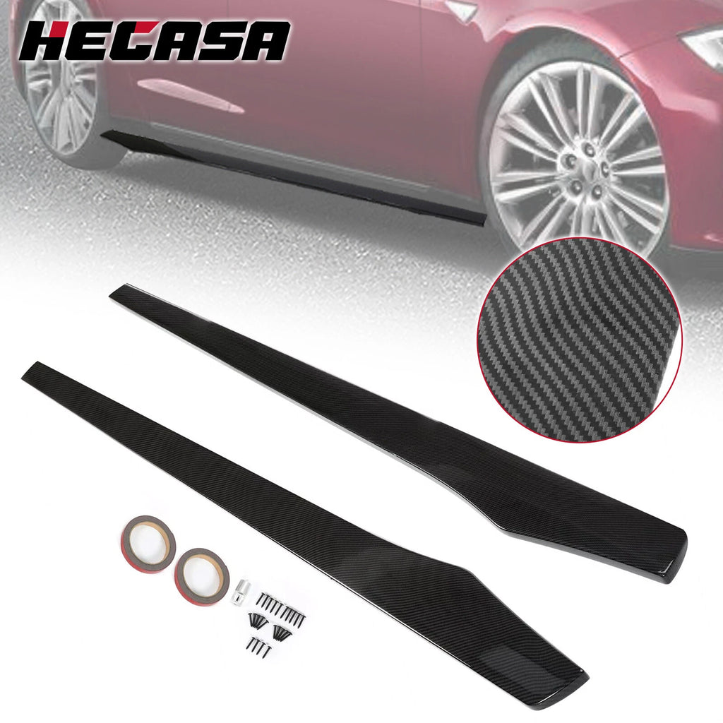 Side Skirt Extension Pair for Tesla Model S (2012–2019) Carbon Fiber Style