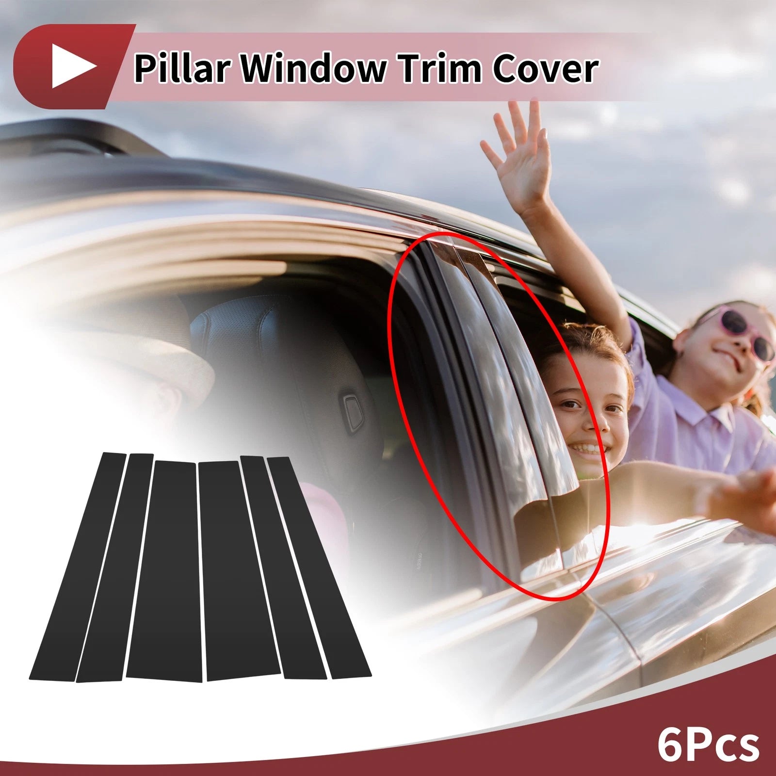 6 Pcs Car Door Pillar Window Trim for Toyota Noah (2020–2023) Black